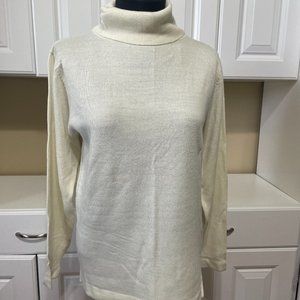 Vintage Joyce Women's Cowl neck Sweater SZ-L Ivory Acrylic